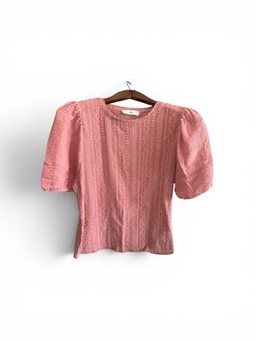 Mango MNG Women’s Size Small Eyelet Pink Textured Design Loose Fit Blouse Top